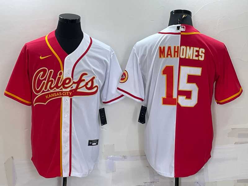 Men's Kansas City Chiefs #15 Patrick Mahomes Red White Two Tone With Patch Cool Base Stitched Baseball Jersey,We sell and wholesale Men's Kansas City Chiefs #15 Patrick Mahomes Red White Two Tone With Patch Cool Base Stitched Baseball Jersey on line form chian!